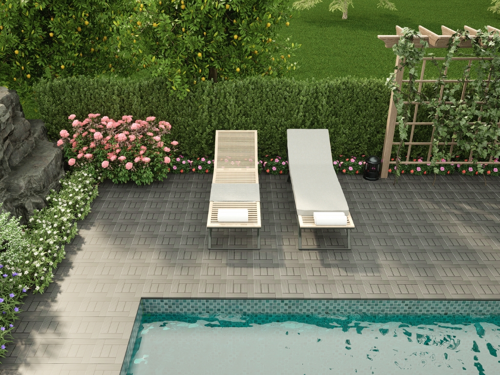 gray composite deck tiles